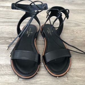 Massimo Dutti Wrap Up Leather Sandal Size 6